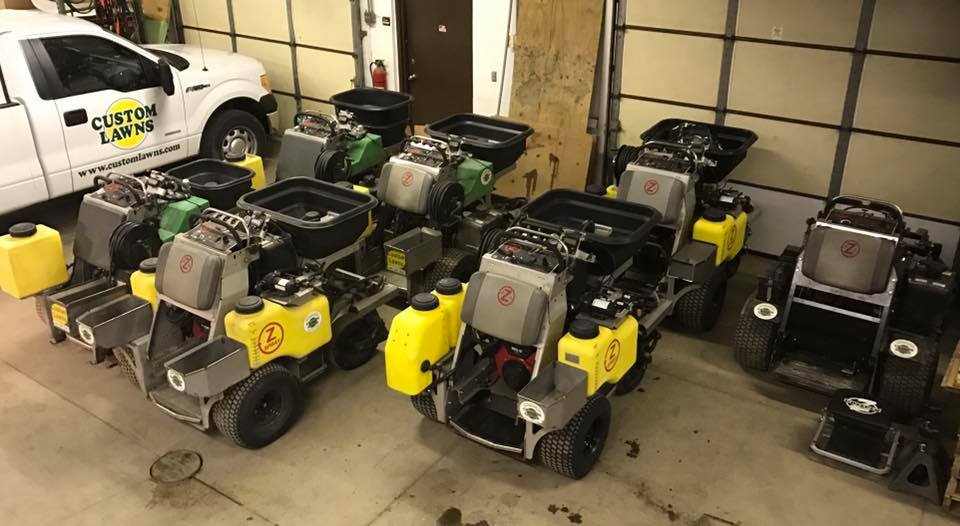 group of lawn care vehicles